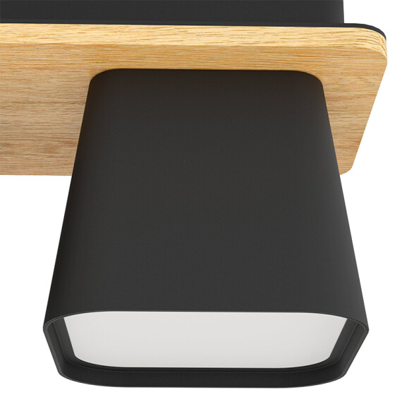 Lámpara de techo acero negro y madera 4xE27 RUSCIO EG3481X