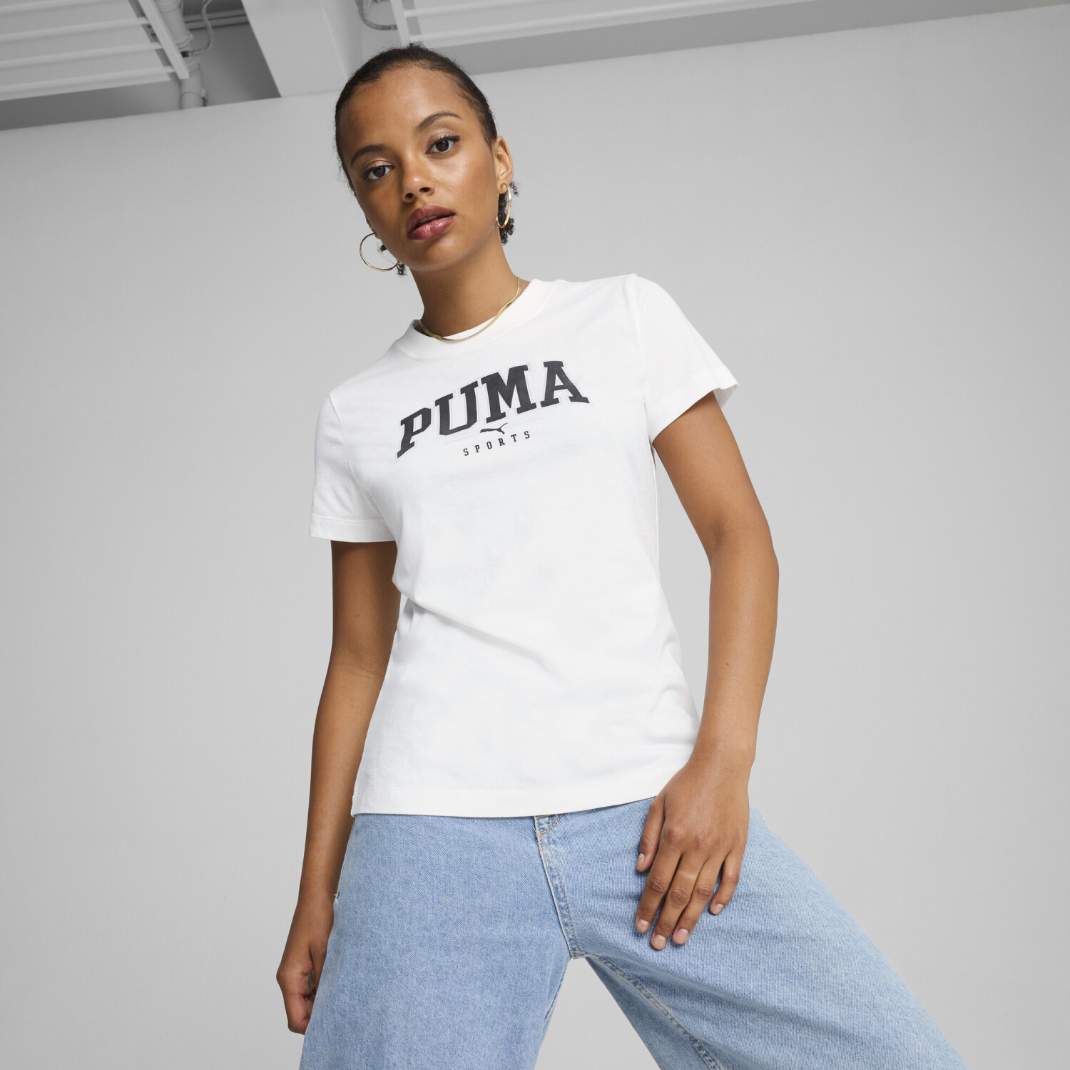 Remera Puma SQUAD Graphic Tee de Mujer 681537 02 Blanco