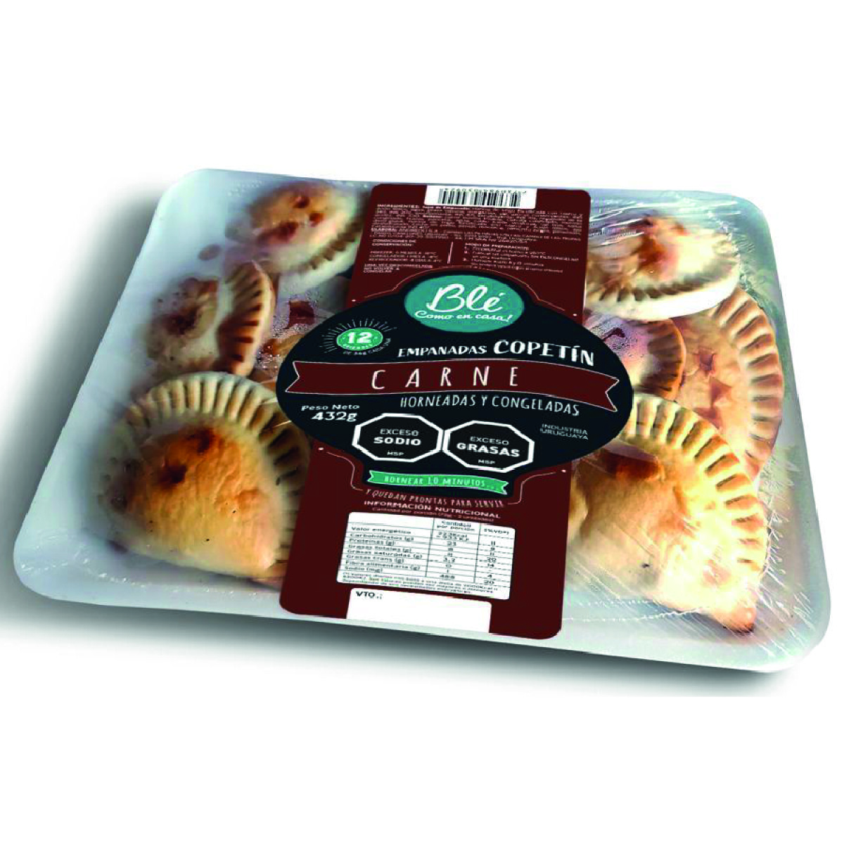 Bandeja de 12 Empanadas Ble De Copetín Horneadas Carne 