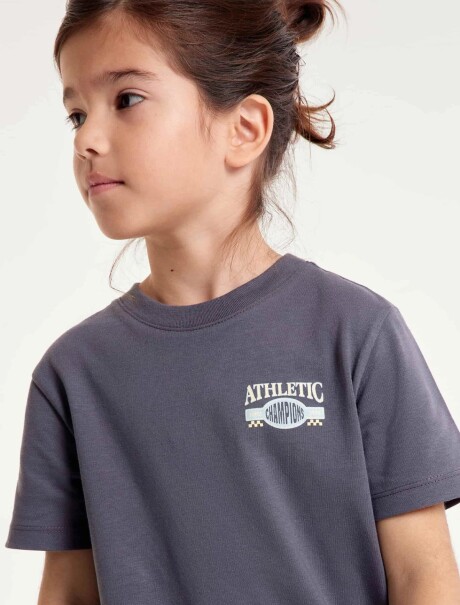 CAMISETA MANGA CORTA INFANTIL CON ESTAMPA GRIS
