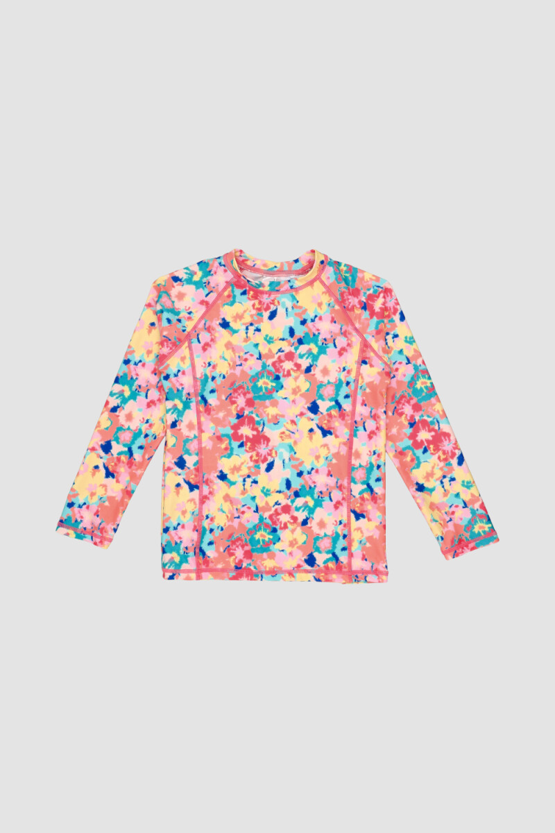 Tshirt manga larga print 2-10a - Flor aquarela 