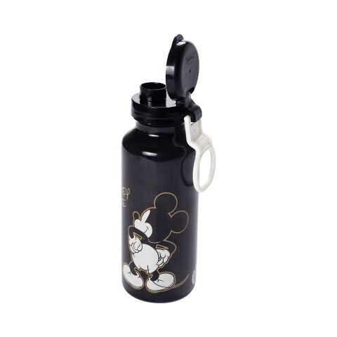 Botella Plática Abre Fácil Mickey 600 ml con Adhesivos NEGRO