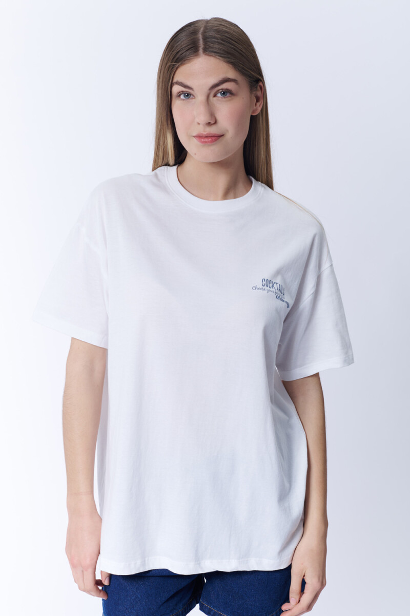 Remera oversize Estampa Cocktails Blanca