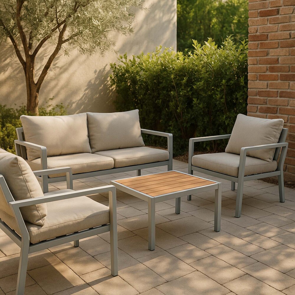 SET DE LIVING ALUMINIO BLANCO VIENA