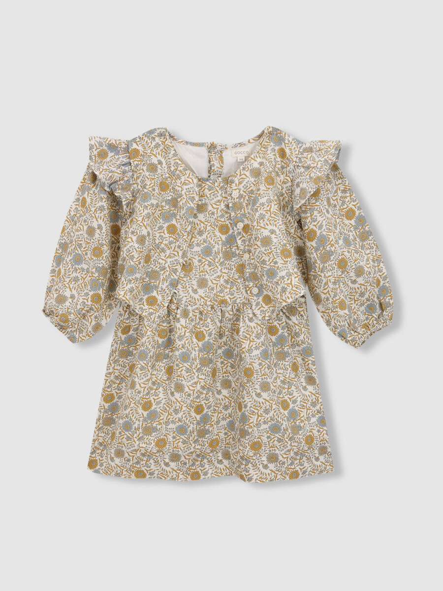 Vestido Lino Estampado Blanco