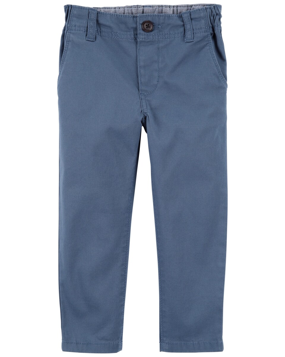 Pantalón clásico de sarga, entallado, azul 