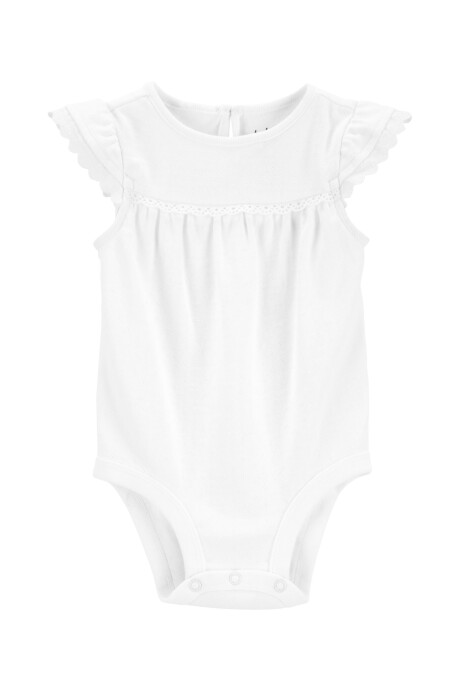 Body de algodón calado, con volados, blanco Body de algodón calado, con volados, blanco