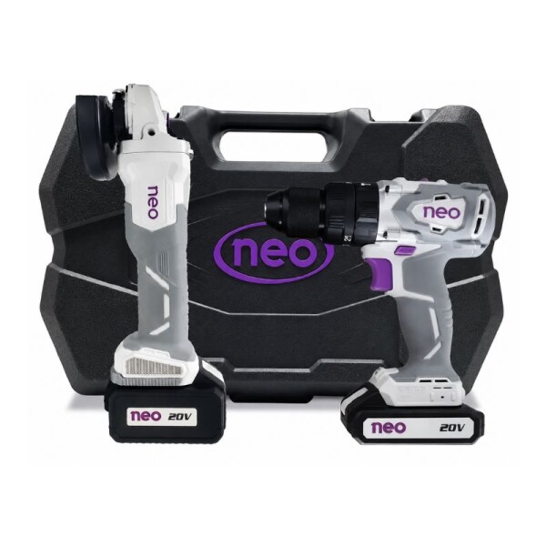 KIT AMOLADORA 4 Y 1/2 + TALADRO PERCUTOR A BATERIA NEO EN MALETIN + BOLSO KIT AMOLADORA 4 Y 1/2 + TALADRO PERCUTOR A BATERIA NEO EN MALETIN + BOLSO