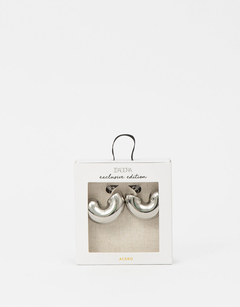 Aros Argollas Metal Aros Argollas De Acero Chunky - Plateado