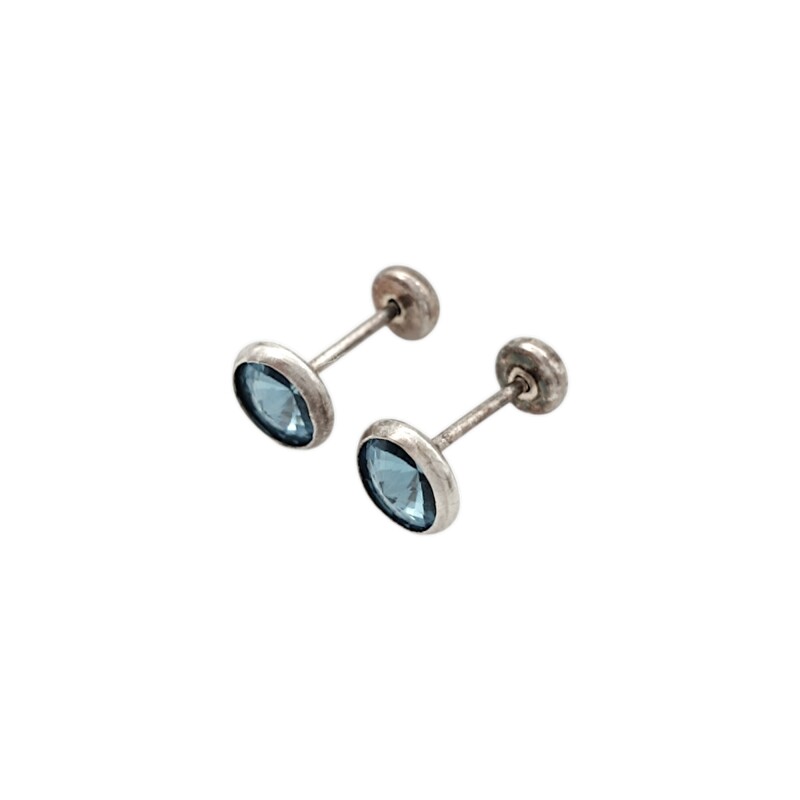 Abridores bebe Circulos - Plata 925 - Piedra Zirconia azul - AB3003 Conpiedra