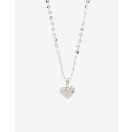 Cadena De Acero Dije Corazón Plateado