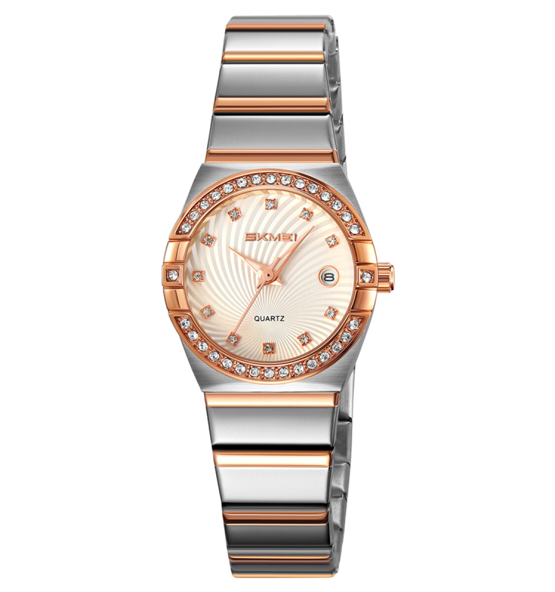 Reloj Skmei 2342trg Color Combinado Oro Rosa Y Plateado Para Mujer 