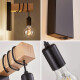 Aplique Colgante Portalámparas Metal Madera Vintage Negro Negro