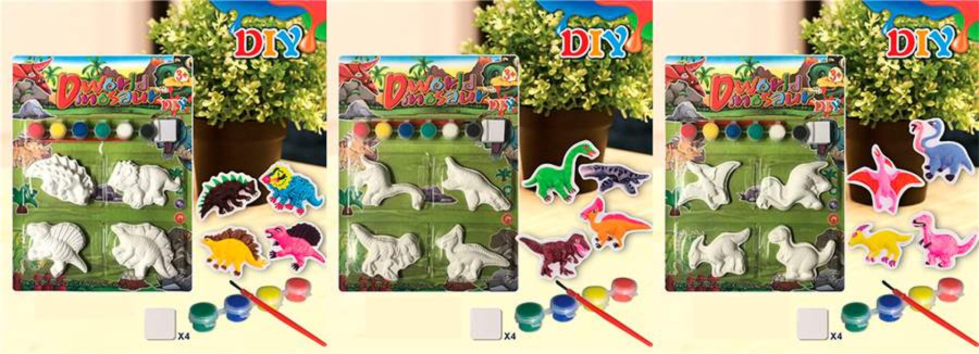 Set Dinosaurios Para Pintar. 3 Modelos 