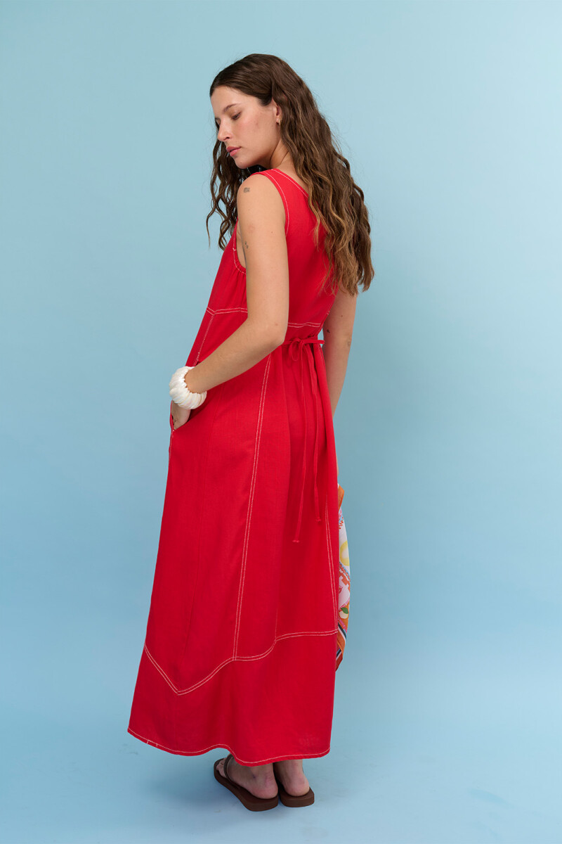 VESTIDO LINO VIVI ROJO