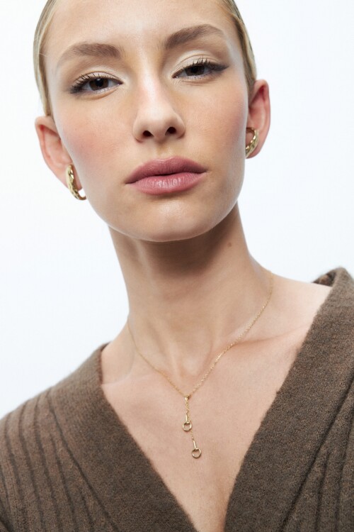 Collar acero con dije herradura dorado