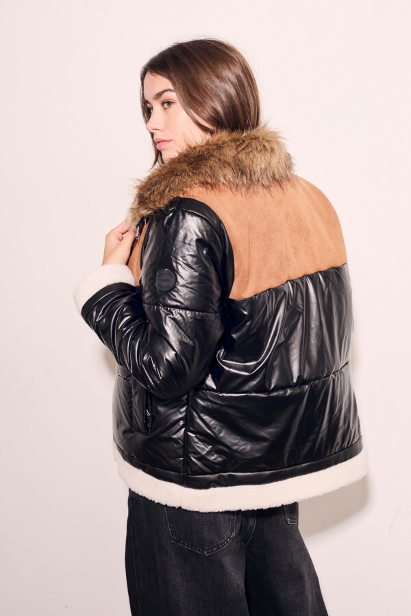 Campera Capitoneada Combinada Negro