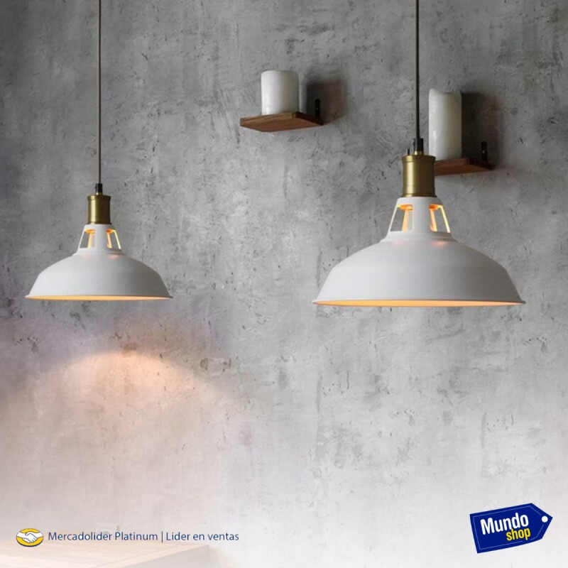 Lampara Colgante De Techo Metal Nordica Blanco Negro Luz Blanco
