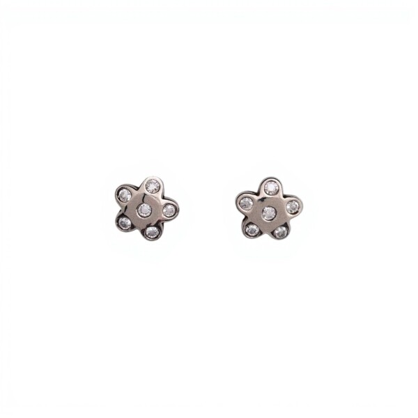 Caravanas Flor-Plata 925-Piedra Zirconia-CA3066 conpiedra