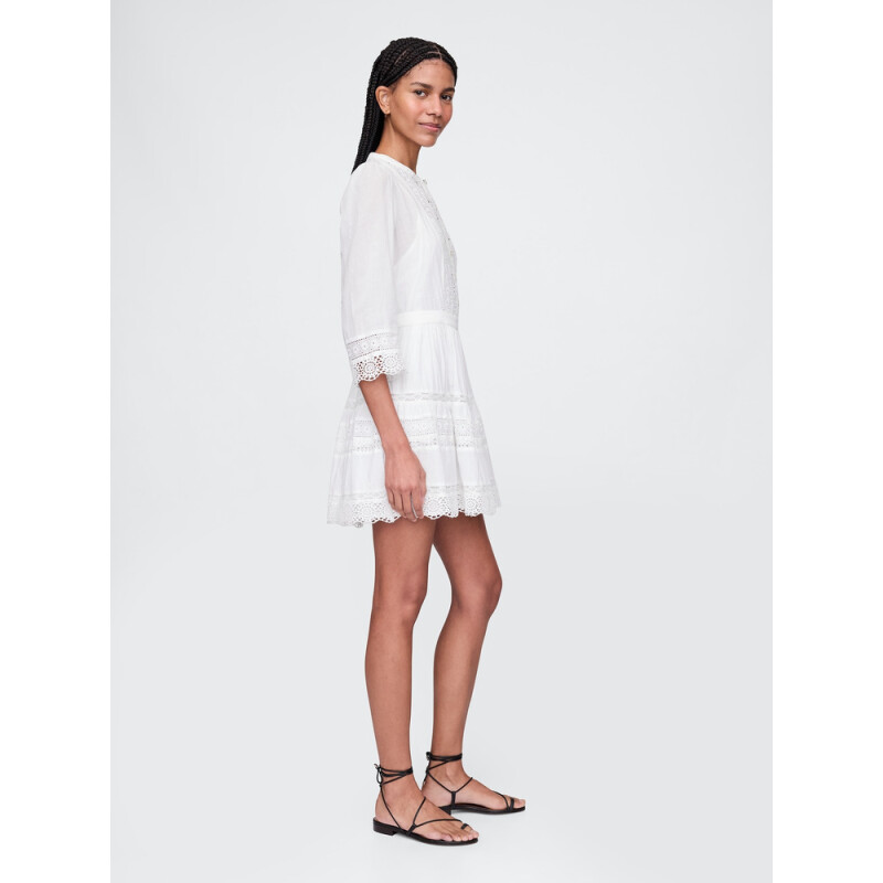3/4 SLV TEXTURED MINI DRESS NEW OFF WHITE V2