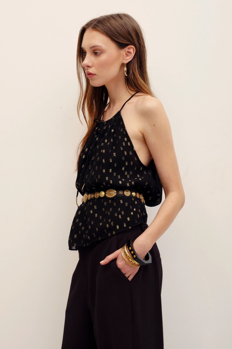 TOP HALTER GEO Negro