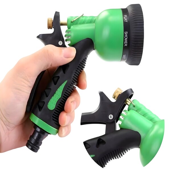 Pistola Riego Rociador 8 Funciones Presión Para Manguera Ax® Color Verde