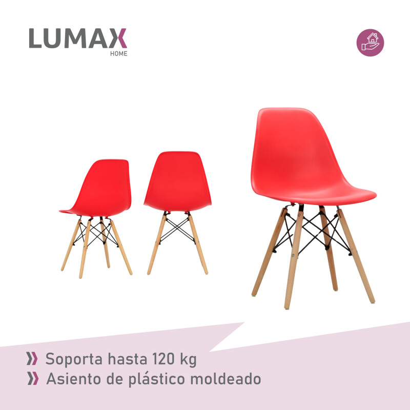 Juego de comedor Con Mesa Circular de 80cm + 2 Sillas Eames Rojo