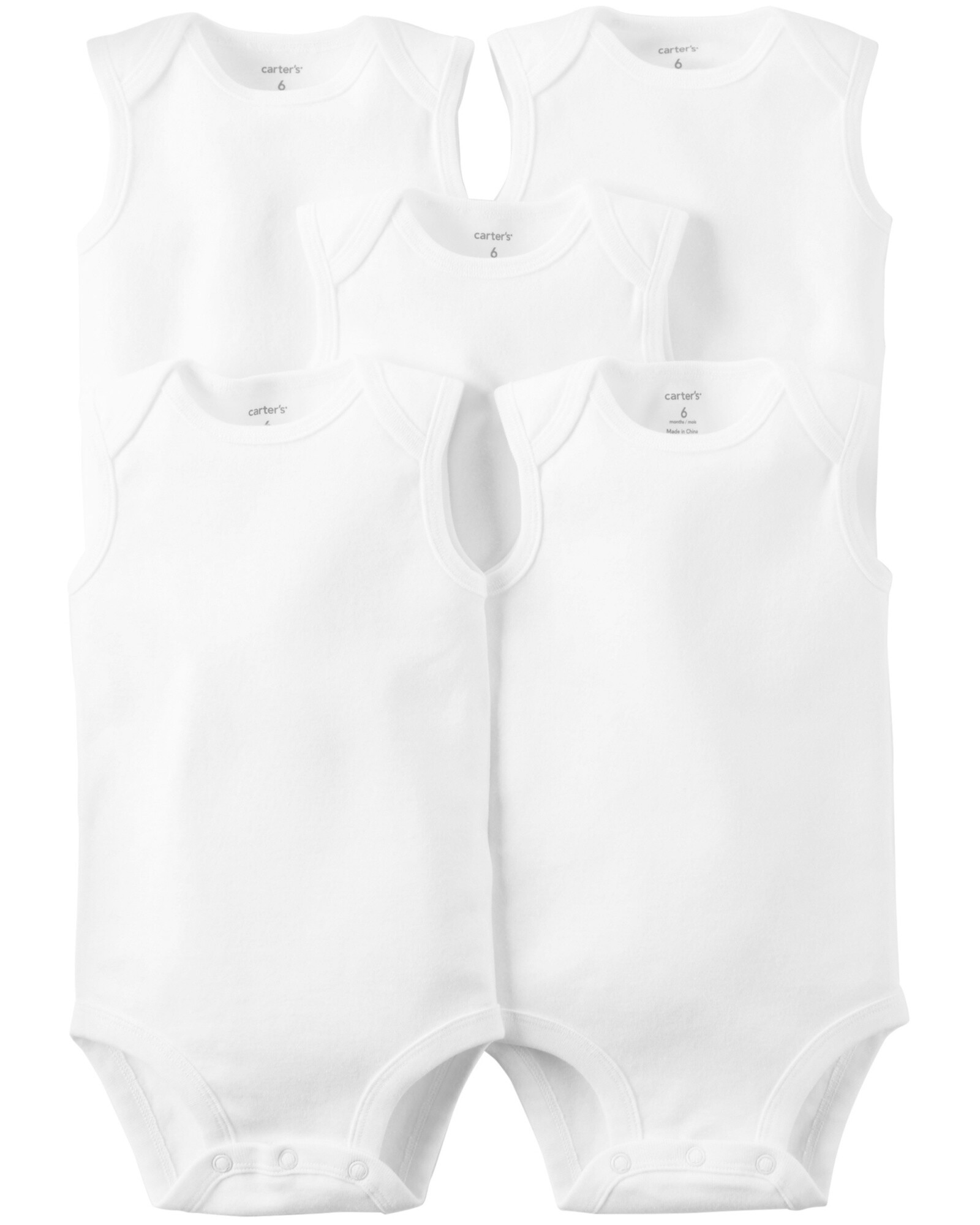Pack cinco bodies de algodón sin mangas blancos Pack cinco bodies de algodón sin mangas blancos