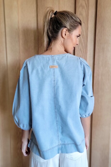 Blusa Azucena Denim Celeste