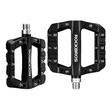 Rockbros - Pedales para Bicicleta 201712C - Clavos Antideslizantes. Plataforma Ancha Ergonómica. 001