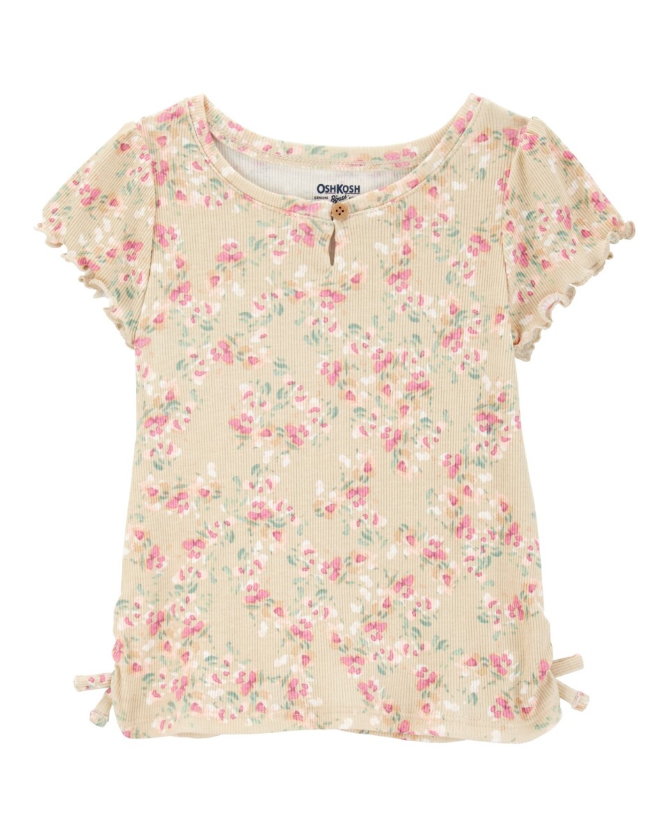 Remera de algodón acanalado, diseño floral 