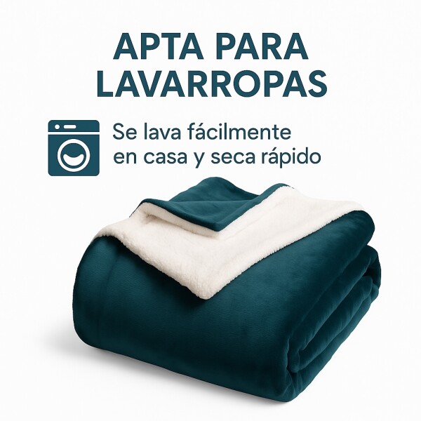 Frazada Manta Polar Con Corderito Acolchado 2 Plazas 230x200 Variante Color Verde Oscuro