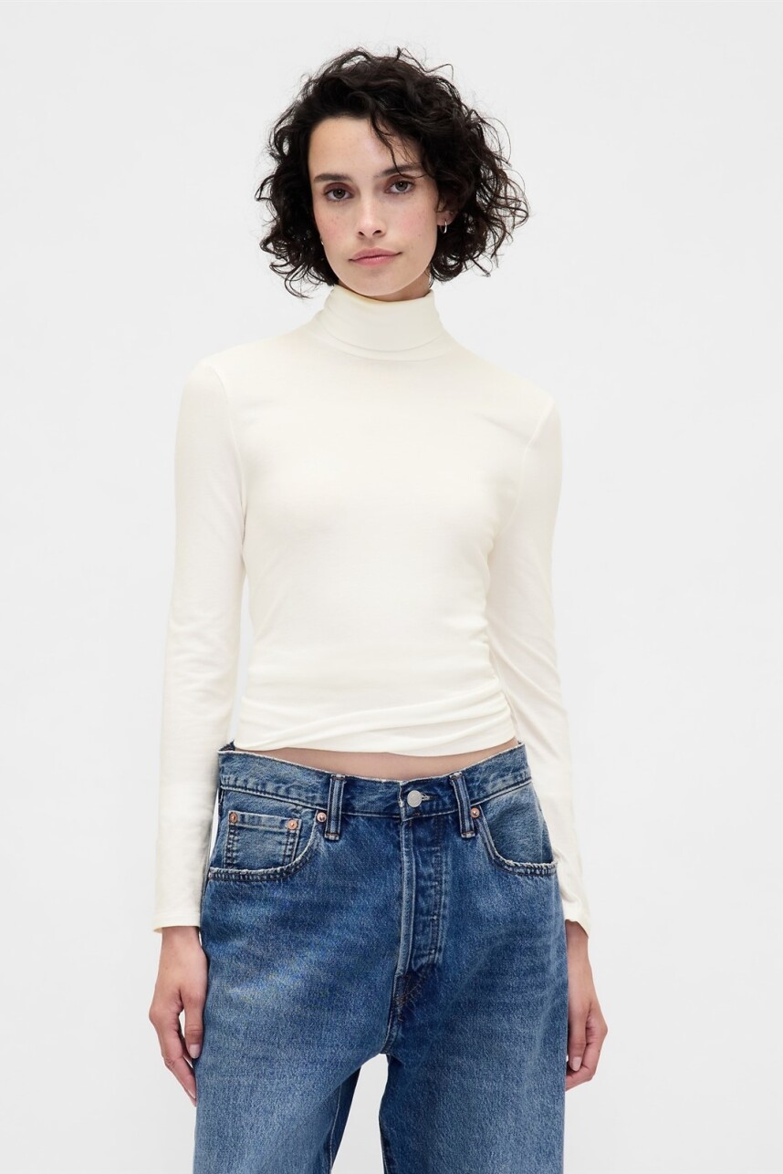 Remera Polera Mujer New Off White