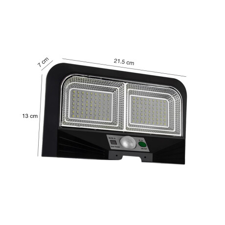 Foco Solar de Pared Exterior 126Leds c/Sensor Mov y Control Negro
