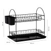 Escurridor de Platos Cromado con 2 Niveles y Bandeja Metalife Negro