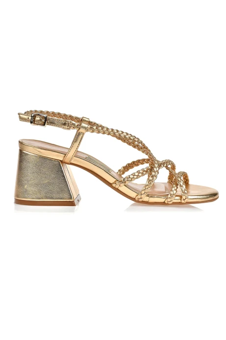 Sandalia Taco Mediano Soft Oro Dorado