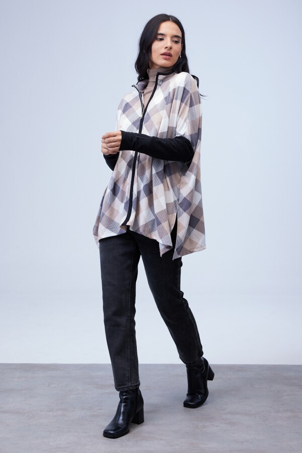 Cardigan Oversized Zip MULTI/BEIGE