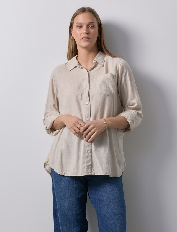 Camisa Lino Solid BEIGE