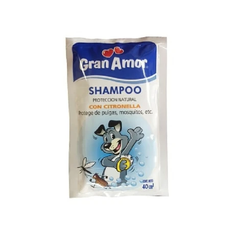 SHAMPOO GRAN AMOR PARA MASCOTAS C. CITRONELLA 40CC SHAMPOO GRAN AMOR PARA MASCOTAS C. CITRONELLA 40CC