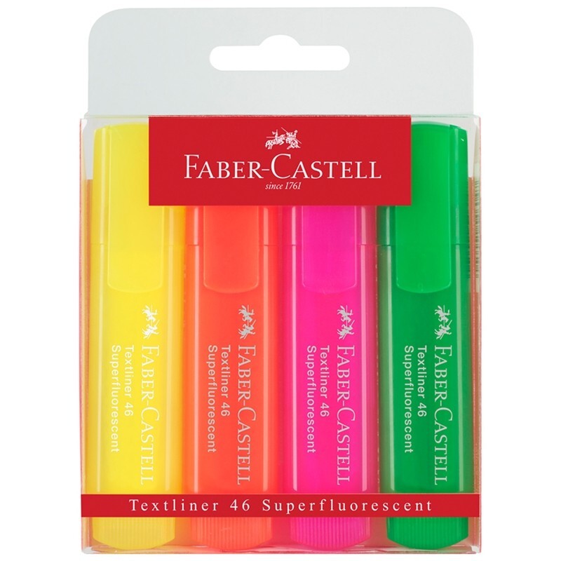 Resaltador Grueso Fluo x4 Faber-Castell #Resaltador Grueso Faber-Castell Fluo X 4