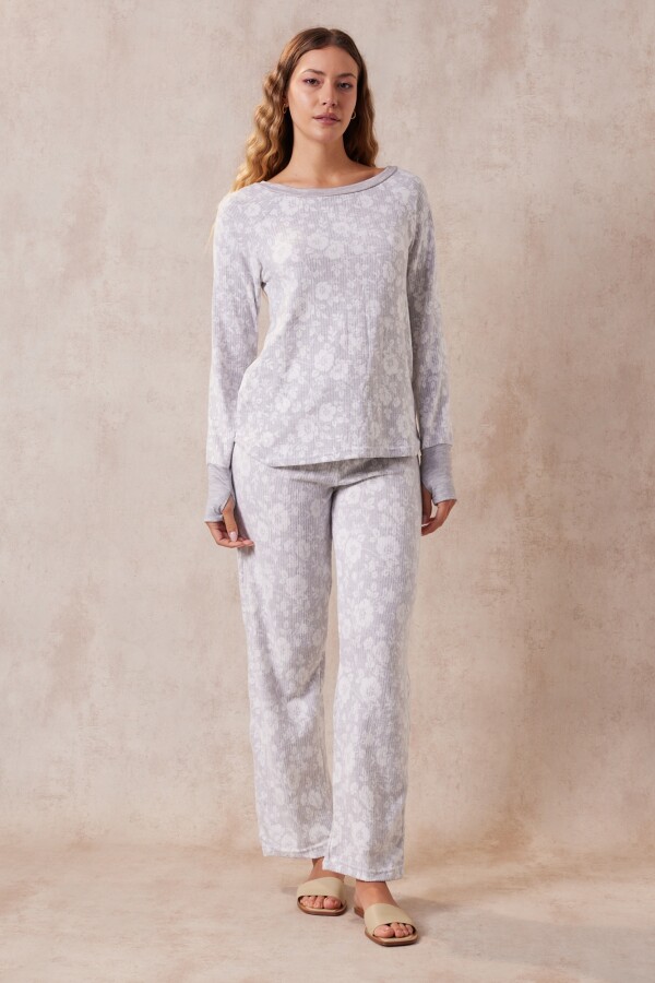 Pijama Con Pantalón - Tejido Soft GRIS/MULTI