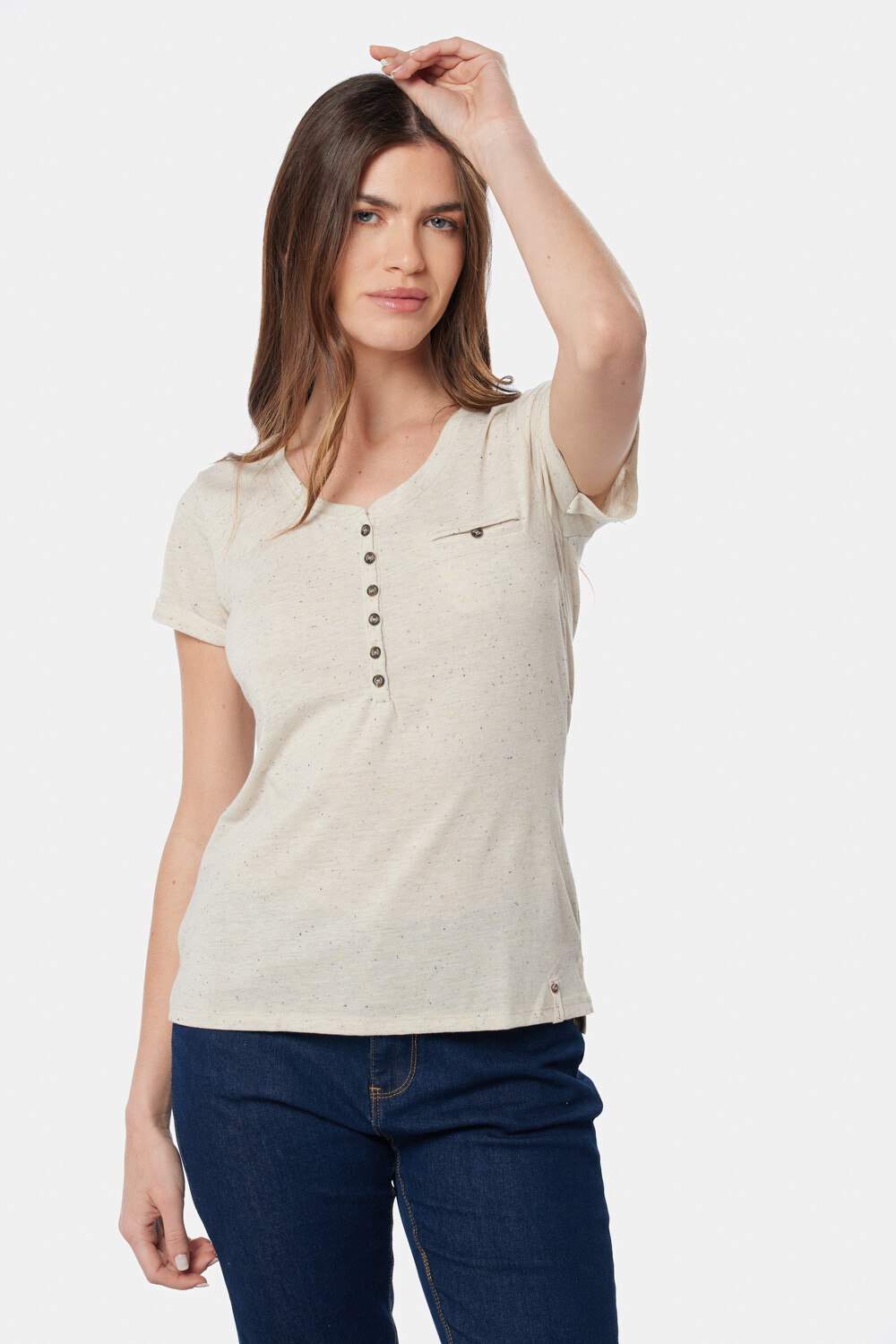 REMERA CON BOTONES Beige