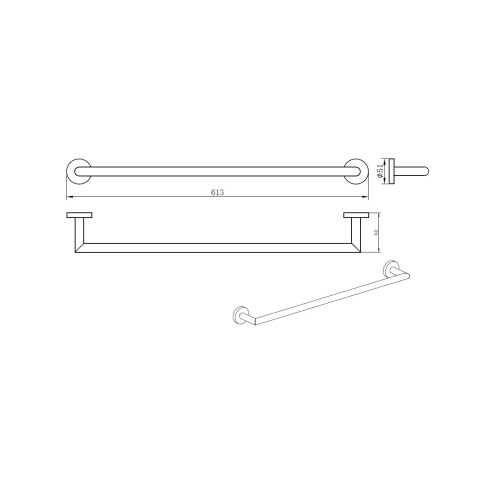 TOALLERO BARRAL METAL MODENA CROMO SATINADO CEPILLADO 60 CM CROMO