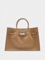 Bolso Tote Con Textura Y Cinturón camel