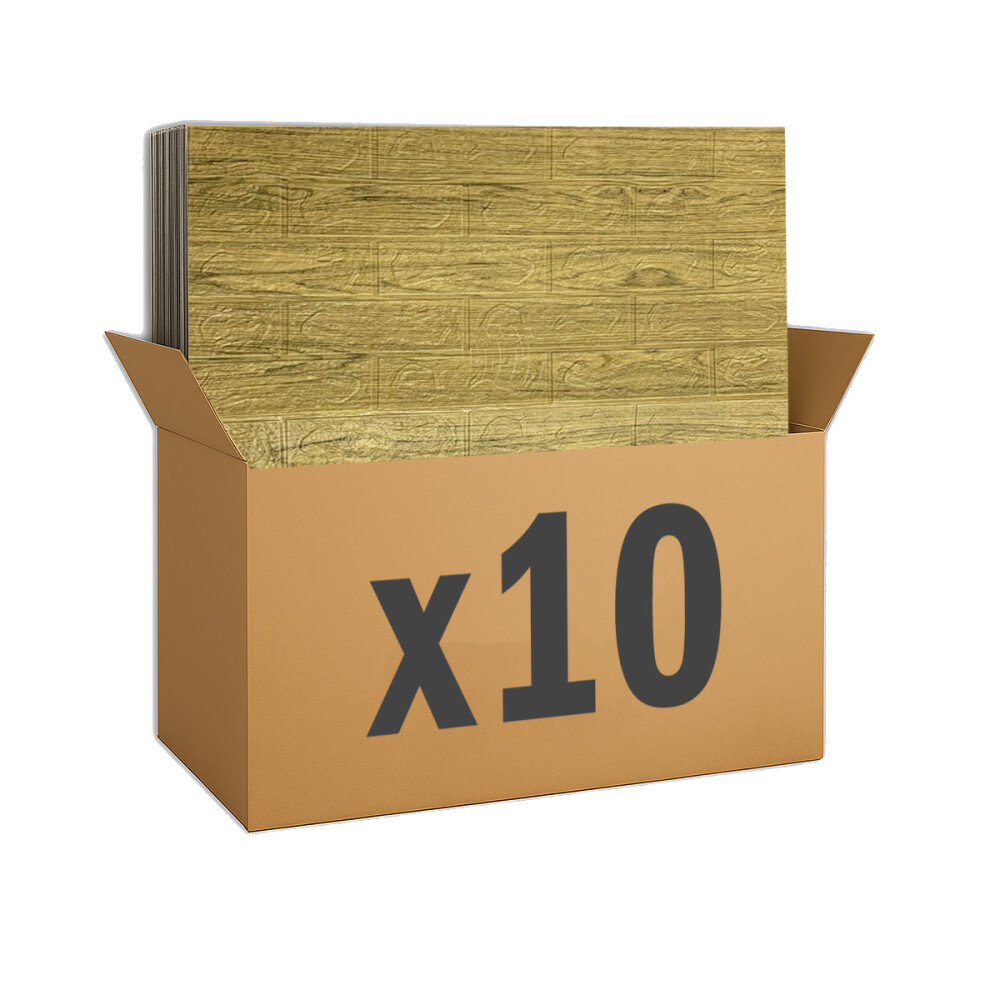 Panel Revestimiento Placa Pared Autoadhesiva Pack x10 Madera oscura