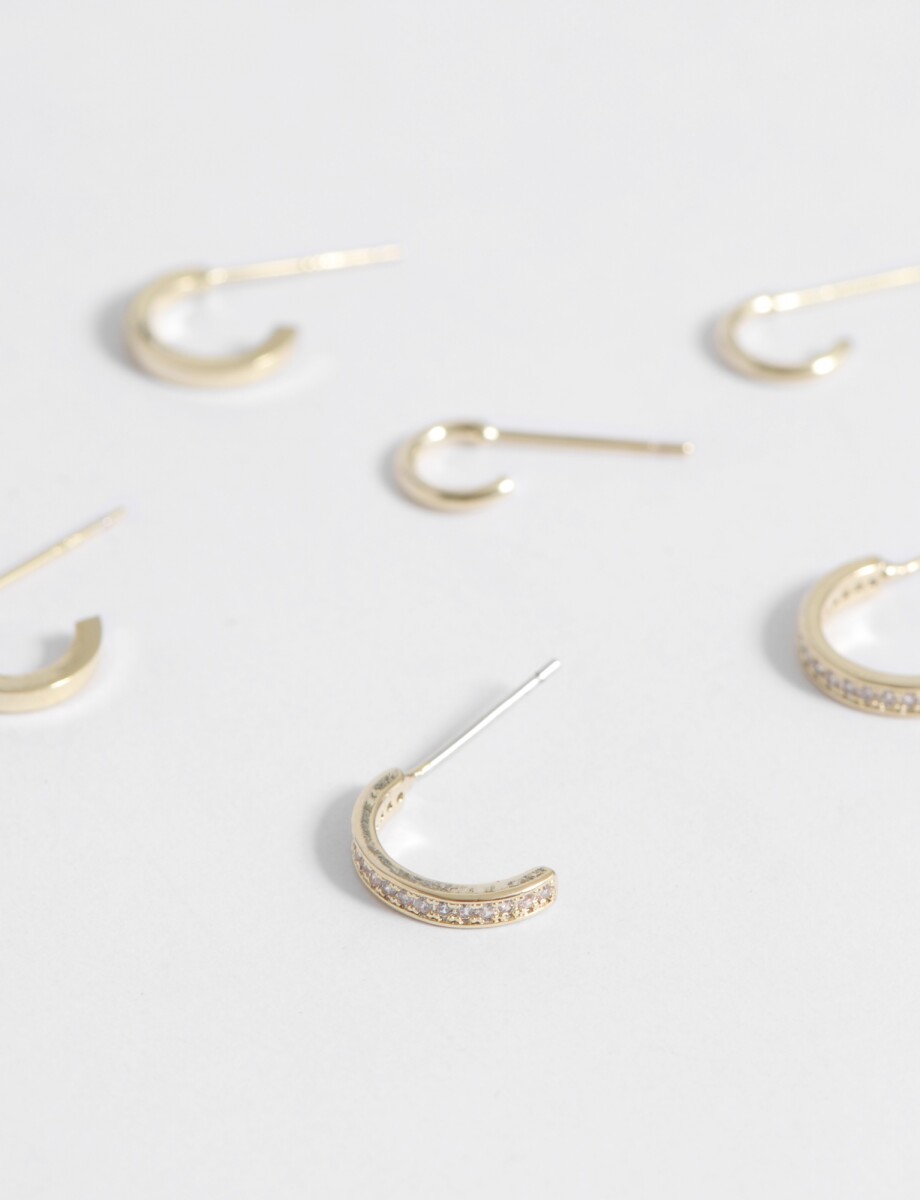 Set de aros con strass - dorado 