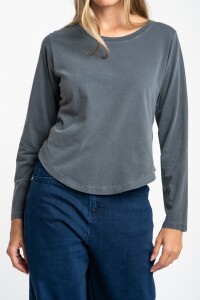 Remera Algodon Lavado Gris