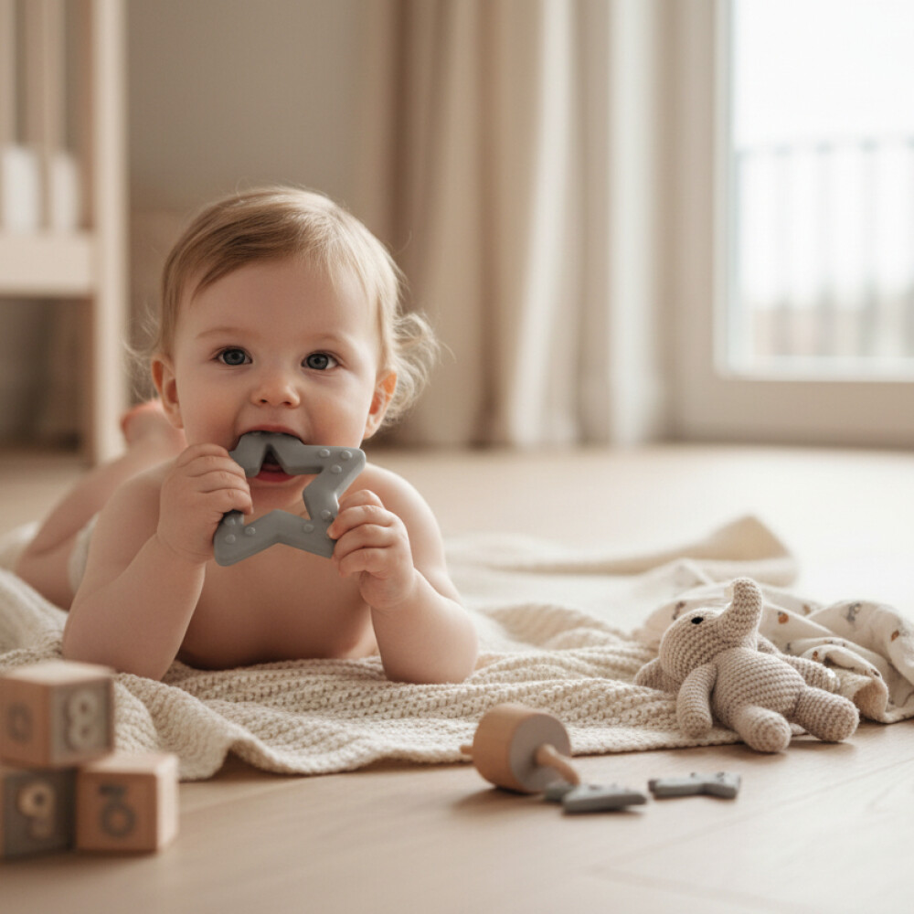 Mordillo silicona estrella Mumlove gris