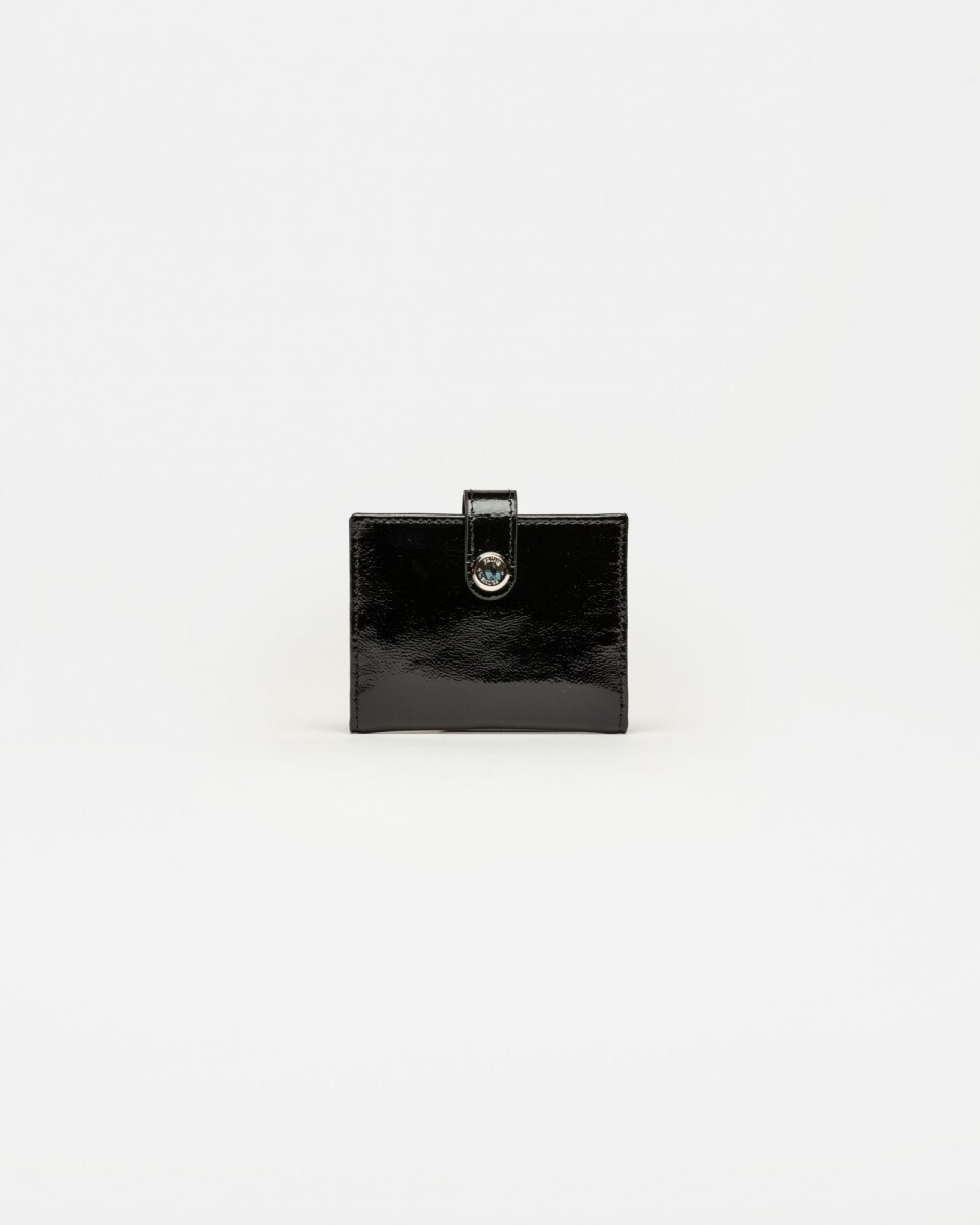 Tarjetero Sand en cuero charol arrugado - Negro 