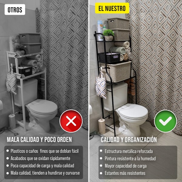 Estantes Armario Mueble Organizador Baño Inodoro Metal Acero Imback Color Negro Estantes Armario Mueble Organizador Baño Inodoro Metal Acero Imback Color Negro